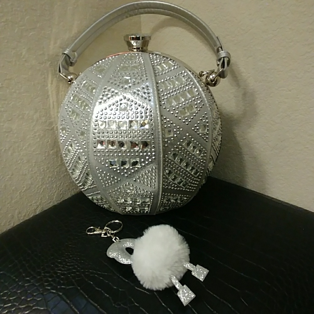Tropical Sparkly PomPom Key Chain